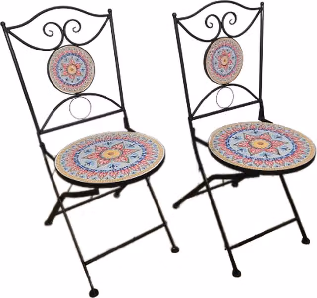 Samuel Alexander Geometric Mediterranean Matt Black and Multicolour Metal Set of 2