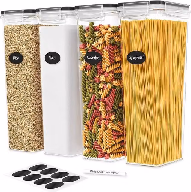 NESTLUNE 4-Piece Airtight and Leakproof Plastic Pasta Storage Jars in Transparent – 1