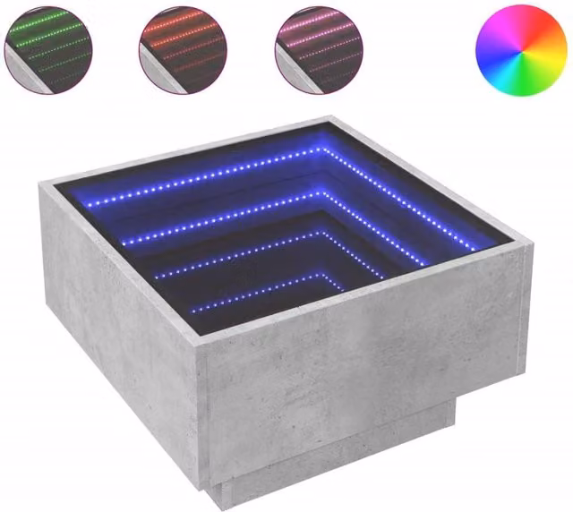Berkfield Home Modern Square Coffee Table with LED in Concrete Grey, W/D/H: 50 x 50 x 30 cm – 1