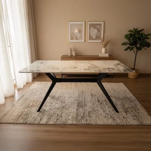 Madefor.living San Diego Rectangular Marble Top Dining Table in White