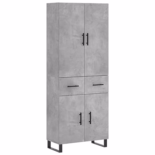 vidaXL Modern Highboard Sideboard in Concrete Grey with Hinged Doors and Internal Shelves – 1