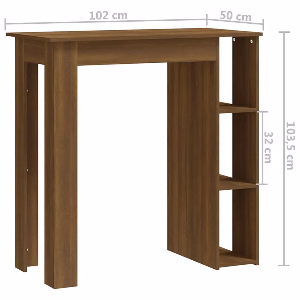 Berkfield Home Modern Bar Table with Shelf, Brown Oak, W/D/H: 102 x 50 x 103.5 cm – 6