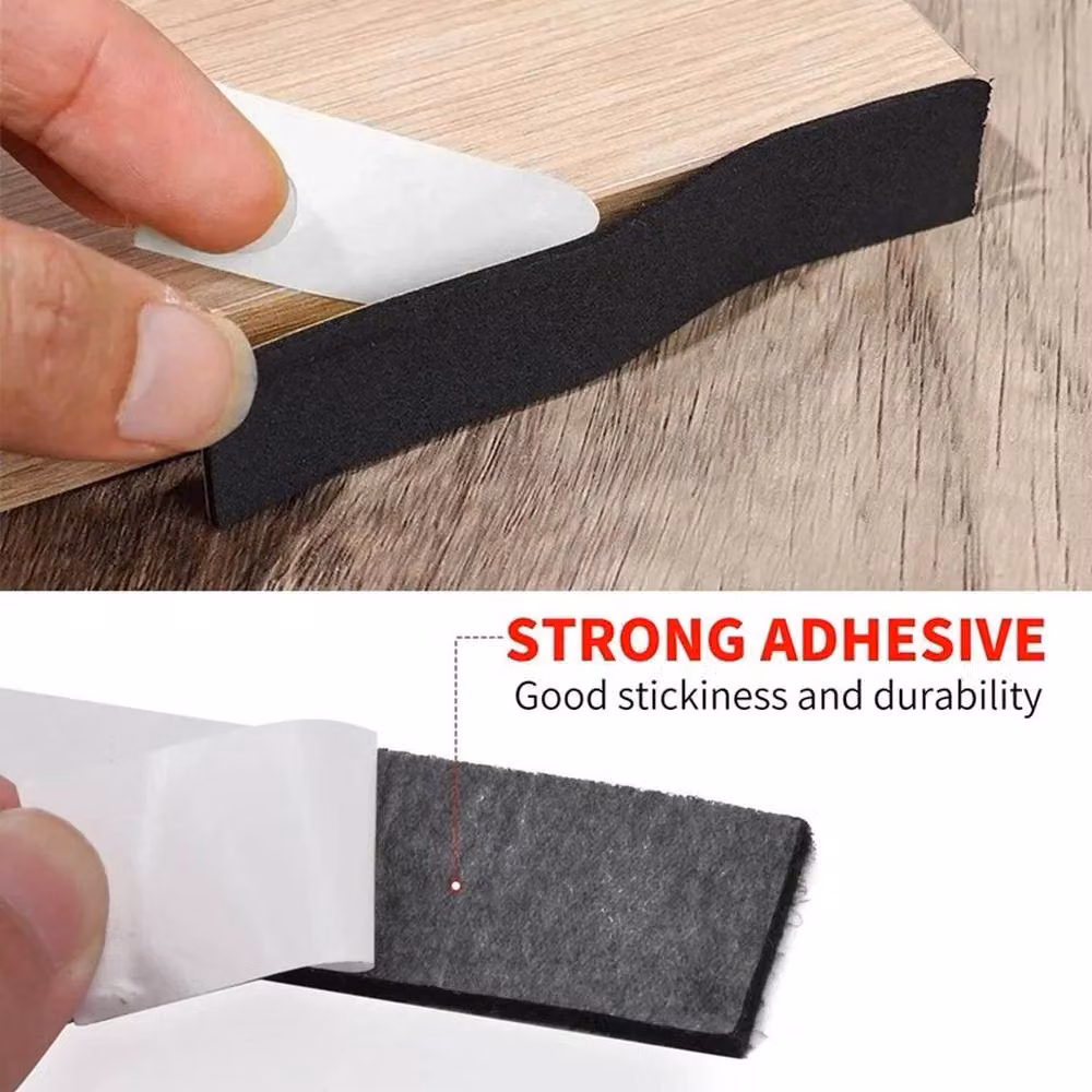 NESTLUNE Self Adhesive Felt Strip Furniture Pad Roll, Black, 20m – 4