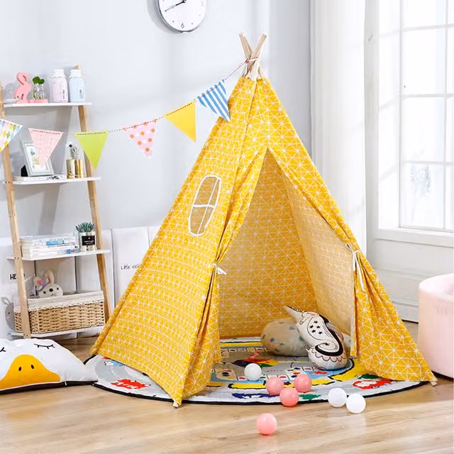 Livingandhome Foldable Indian-Style Childrens Play Tent Playhouse in Yellow