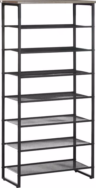 HOMCOM 8-Tier Metal Shoe Rack Storage Organiser in Black and Grey