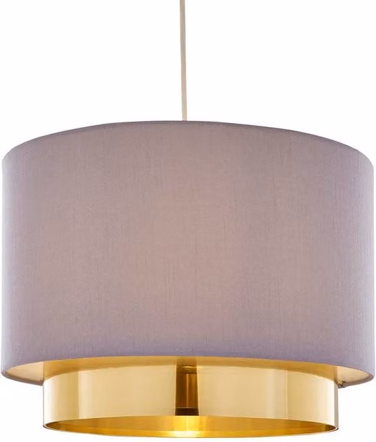 Pagazzi Zelina Grey and Gold Wide Easy-Fit Cylinder Pendant Light – 1