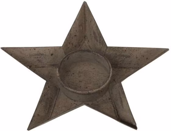 KDMD Rustic Metal Star Tealight Holder in Brown