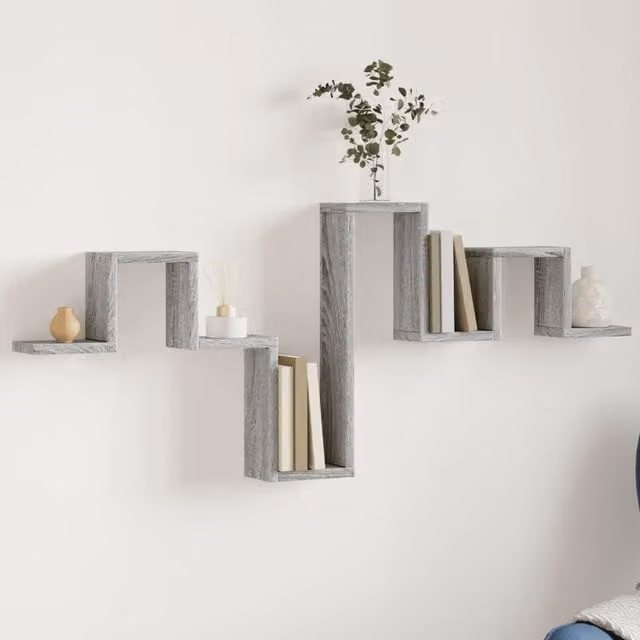 Berkfield Home Wall Mounted Shelf in Grey Sonoma, W: 104.5 cm, D: 10 cm, H: 43 cm