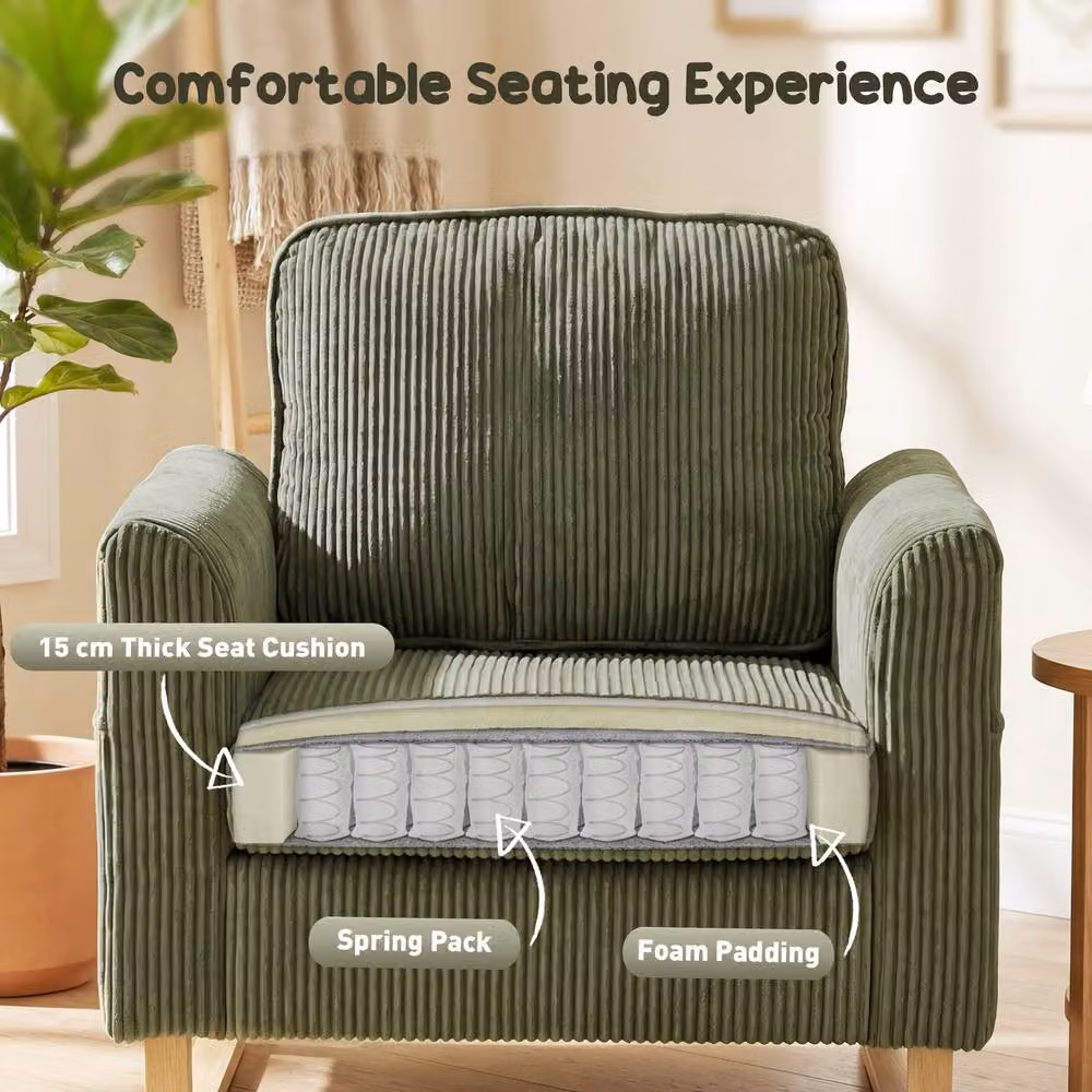 HOMCOM Armchair with Metal Legs in Green – 3