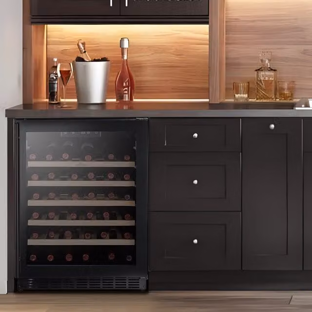 Willow Under Counter 52 Bottle Wine Cooler in Black and Silver