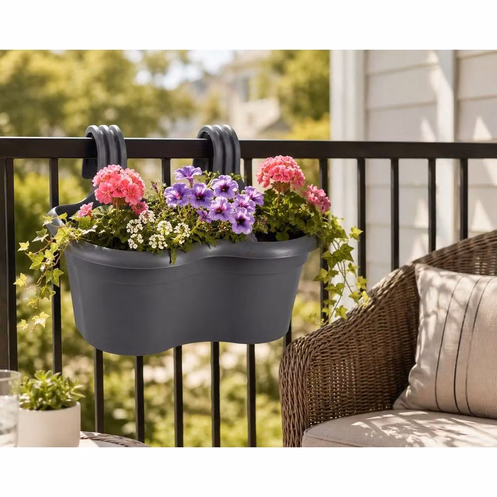 SPETLEK 2 x Grey Hanging Railing Window Box Planters – 3