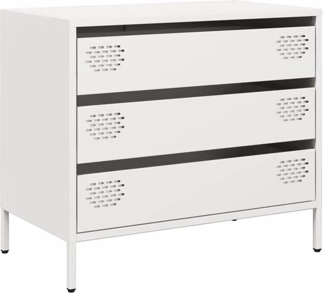 Berkfield Home White Sideboard in Matt Cold-rolled Steel, W: 68 cm, D: 39 cm, H: 58.5 cm – 1