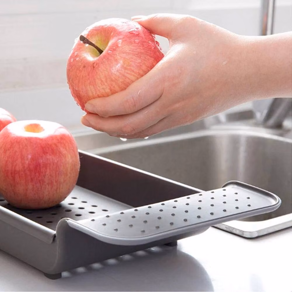 PAWNORA Extendable Plastic Bathtub Tray with Drainage in Dark Grey – 5