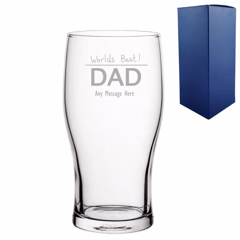Uniqueful Personalised Engraved Fathers Day Beer Glass in Transparent, 550 ml