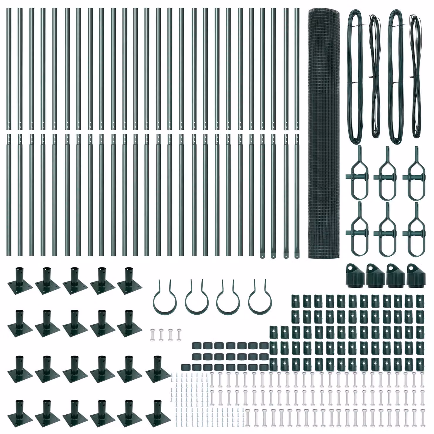Berkfield Home Green Steel Welded Wire Fence with 13 Flanged Posts – 2