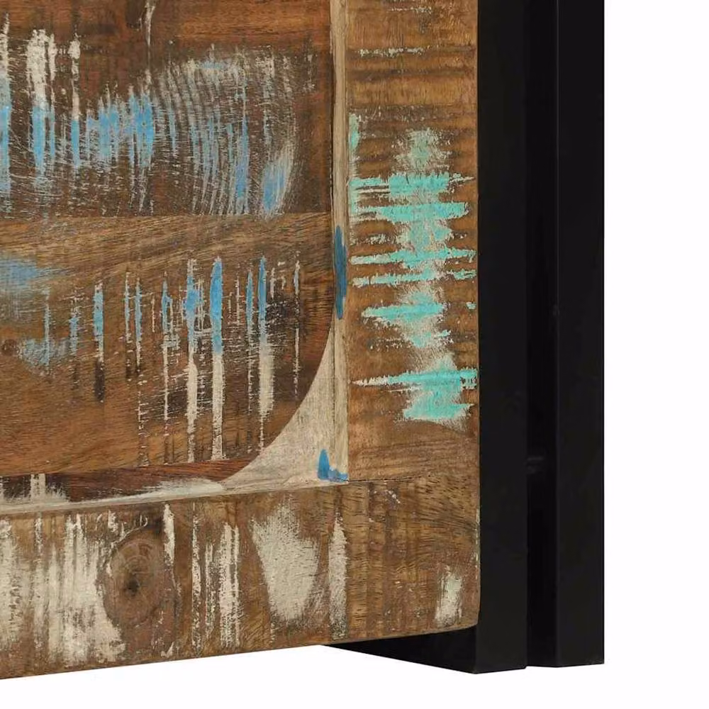 Berkfield Home Rustic Solid Reclaimed Wood Storage Chest in Multicolour, Brown and Black, W/D/H: 50 x 50 x 50 cm – 6
