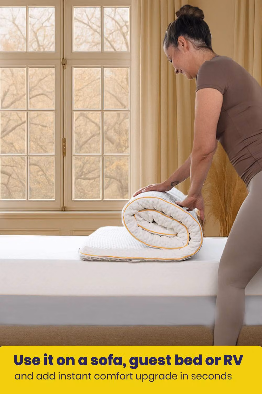 Brightr Sleep Aurora 2 in 1 Dual-Layer Memory Foam Mattress Topper in White, EU Double – 3