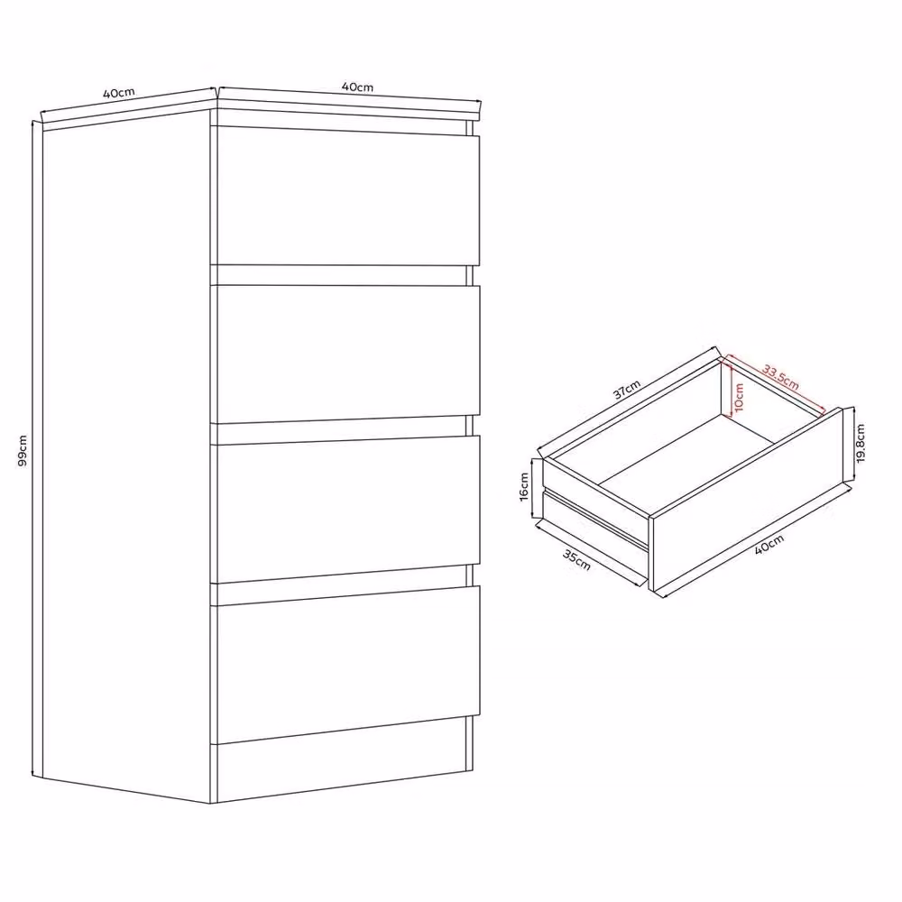 FORGEVIO 4-Drawer Chest of Drawers in Matt Black Metal for Bedroom Storage – 2