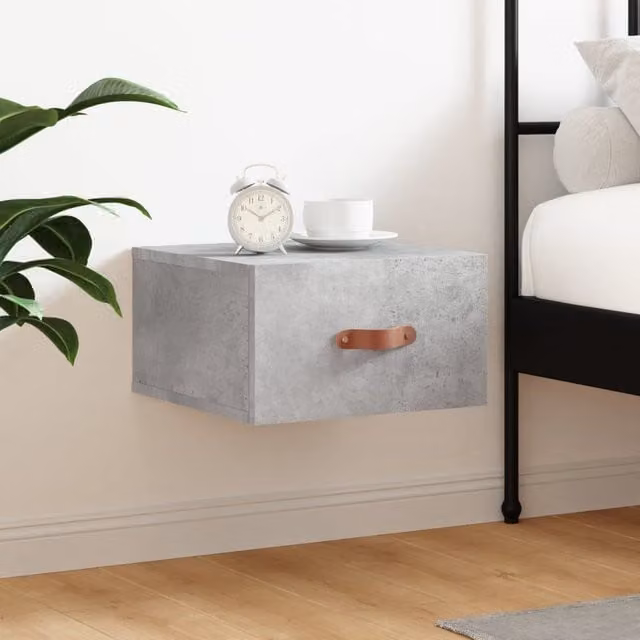 Berkfield Home Wall-mounted Bedside Cabinet in Concrete Grey, W/D/H: 35 x 35 x 20 cm – 1