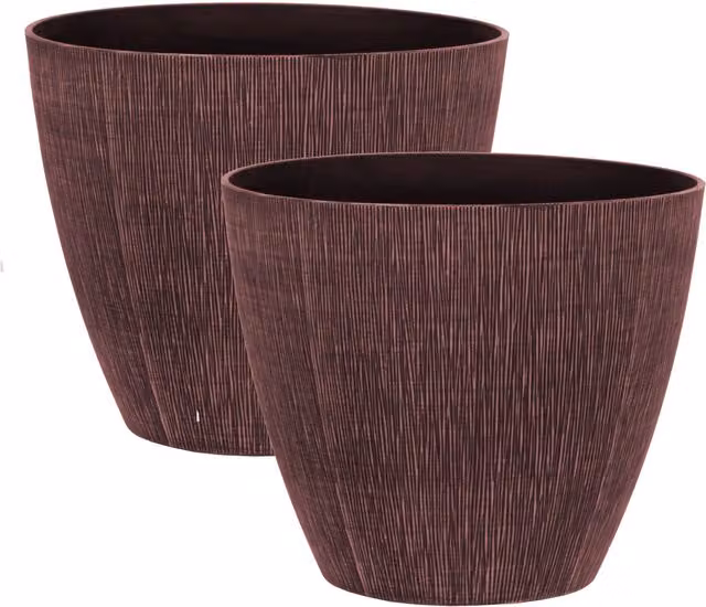 Simpa Allure Textured Plastic Planter Tubs, Set of 2, Pink – 1