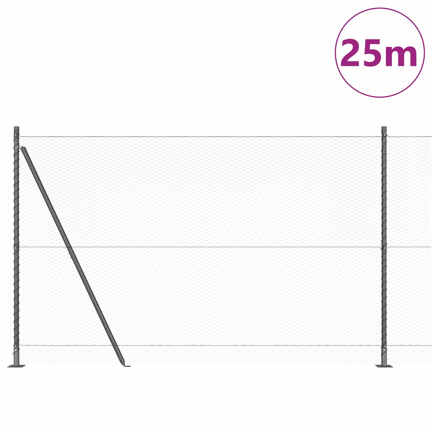 Berkfield Home Grey Powder-Coated Steel Hexagon Fence, H: 140 cm x W: 25 m – 2