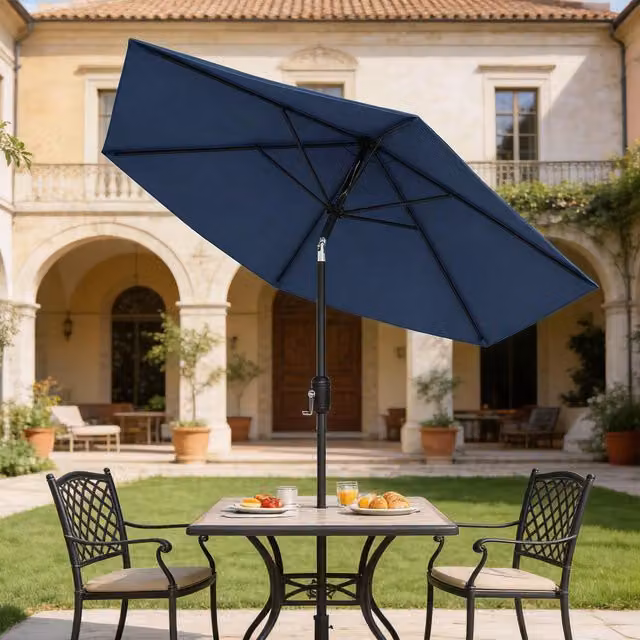 Outsunny 2.6m Garden Parasol Umbrella with Aluminium Pole, Blue