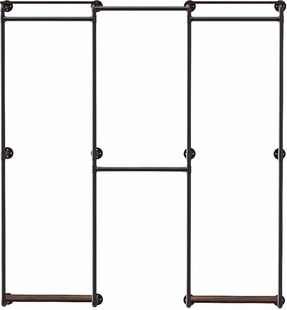 FLAVORA Industrial Rustic Scaffold Clothes Wardrobe and Shelf Storage in Black – 1