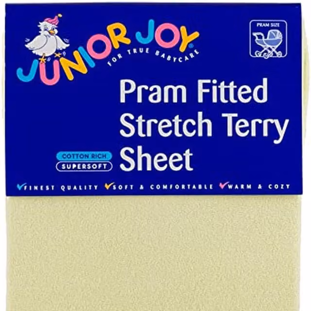 Junior Joy Lemon Yellow Cotton Terry Fitted Pram Sheet for Babies