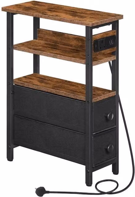 FORGEVIO Rustic Brown Side Table, W: 40 cm, D: 18 cm, H: 60 cm