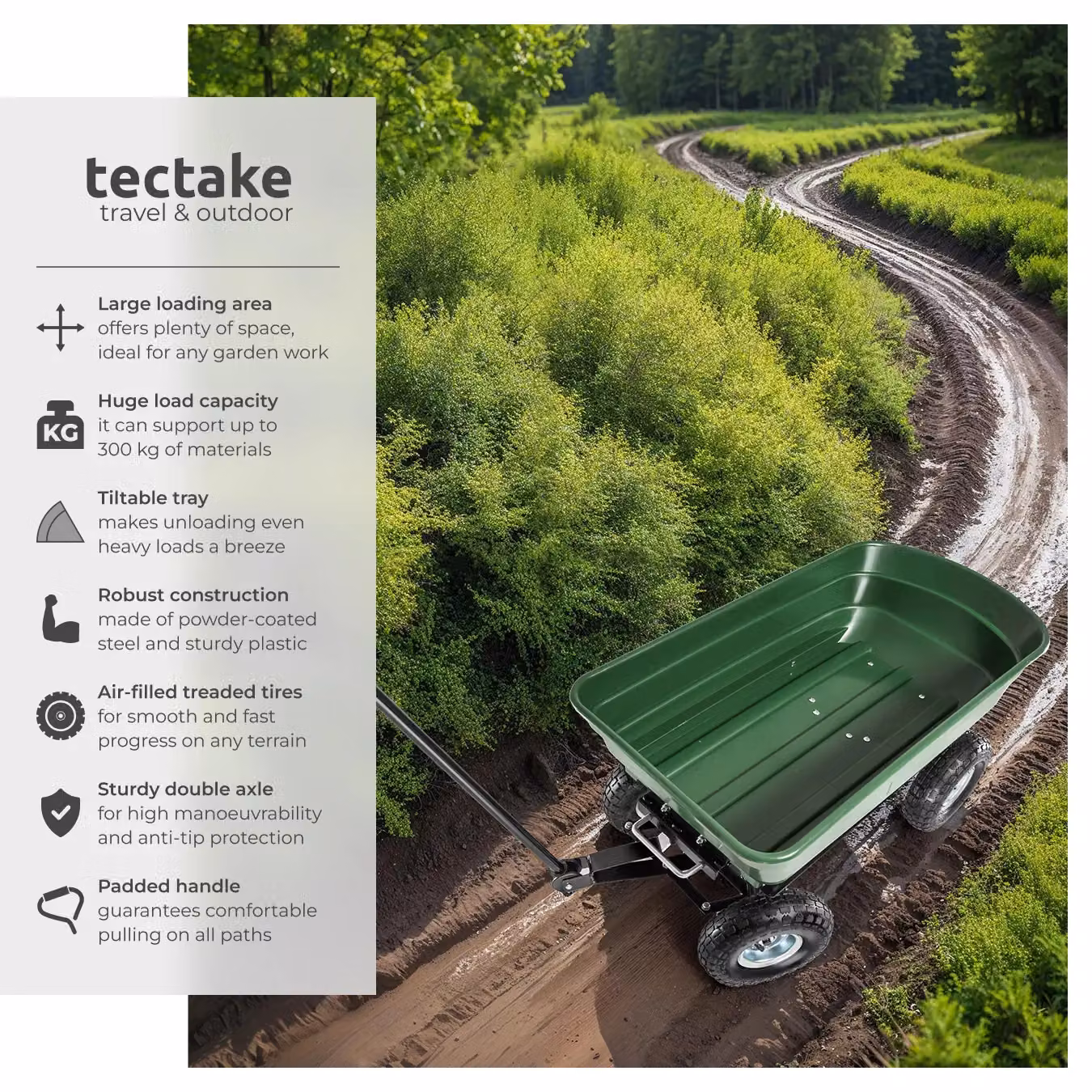 tectake Garden Trolley in Green – 2