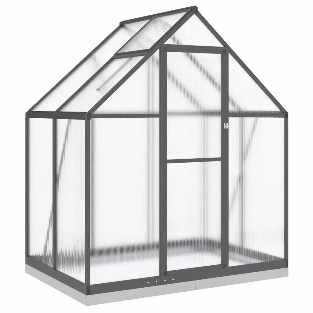 Berkfield Home Anthracite Aluminium Greenhouse with Polycarbonate Panels, W/D/H: 169 x 114 x 202 cm – 2