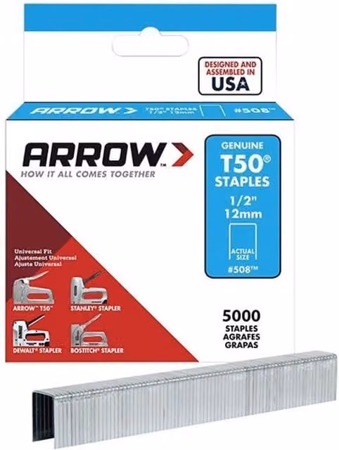 Arrow T50 Fine Wire Staples in Silver and Multicolour