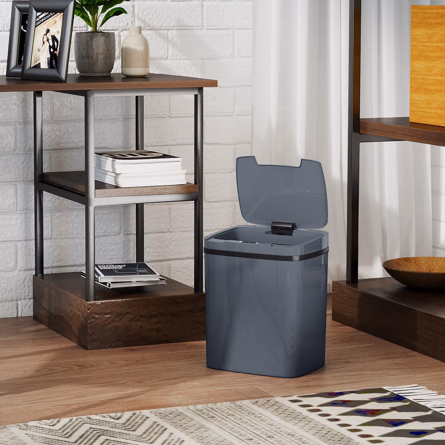 HOMCOM 15L Automatic Sensor Bin, Touchless Kitchen Bin in Grey – 5