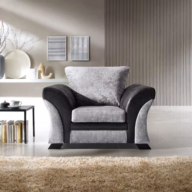 Abakus Direct Farrow Swivel Tub Armchair in Black and Grey Chenille Fabric – 1