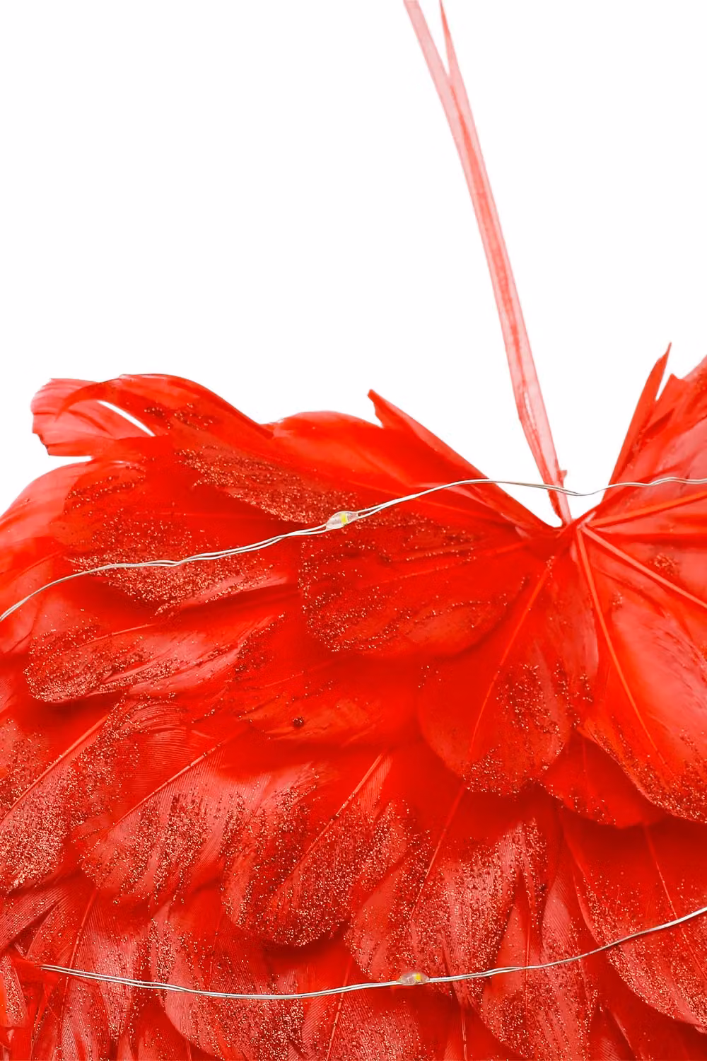 Living and Home Red Feather Heart LED Hanging Pendant Ornament – 4
