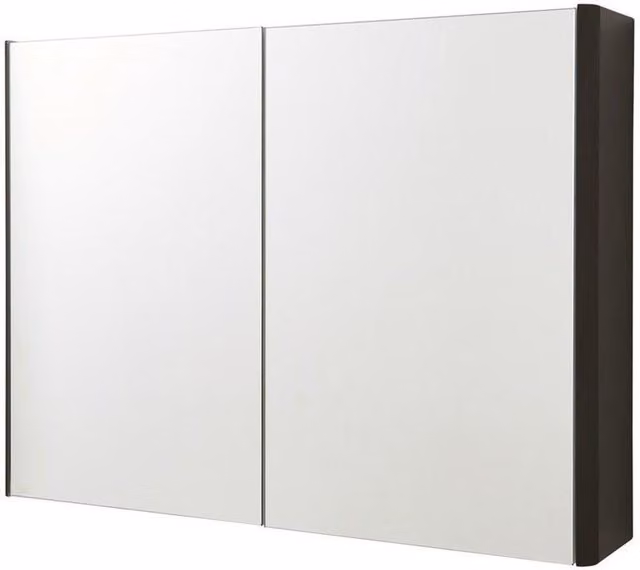 Clifton Matt Graphite 2-Door Mirror Bathroom Cabinet in Grey, H 60 cm x W 80 cm