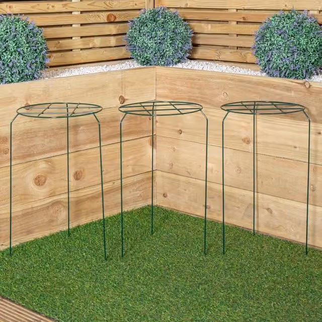 Samuel ALEXANDER Pack of 3 Green Metal Herbaceous Garden Plant Supports, W/D/H: 50 x 30 x 30 cm – 1