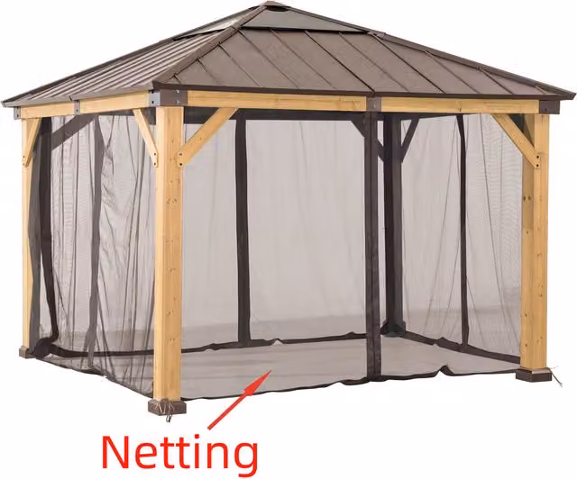 Sunjoy Universal Netting Set for Wood Gazebo in Beige and Brown, Width: 398.5 cm