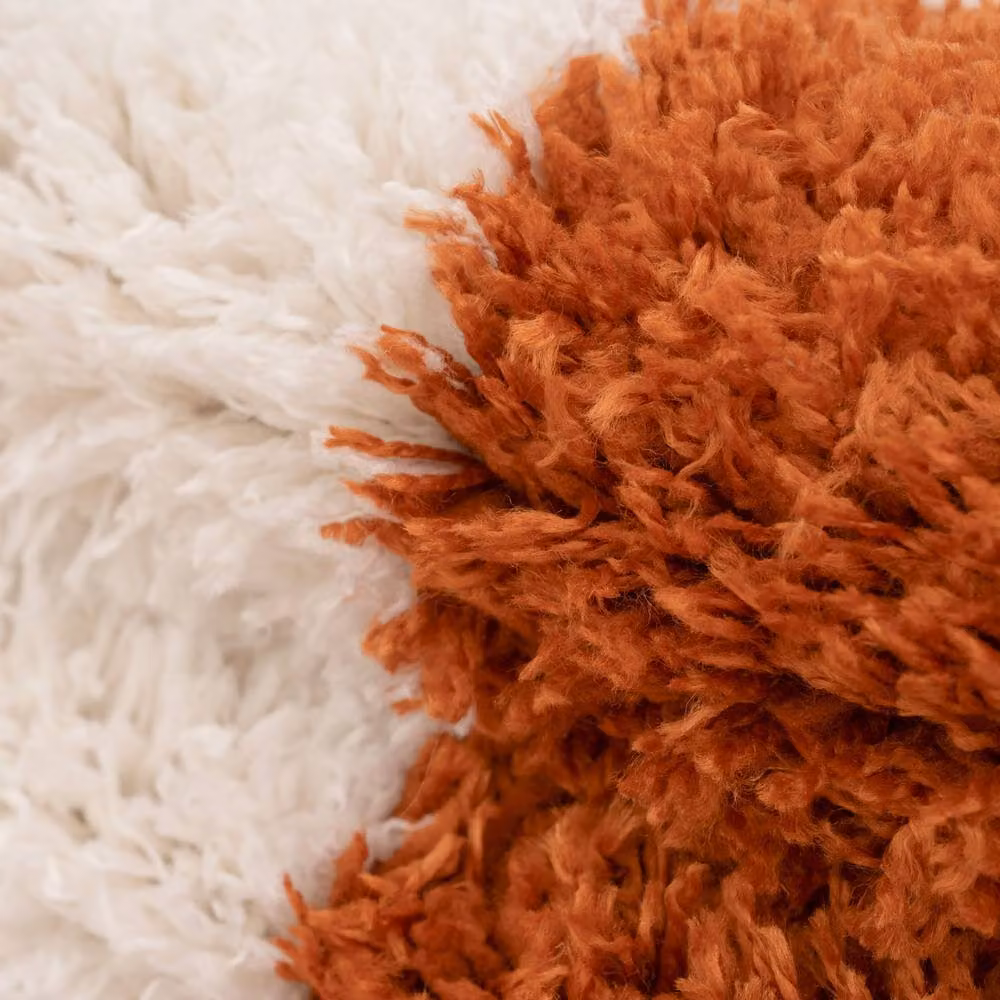 Kukoon Terracotta and Beige Checkerboard Shaggy Living Room Area Rug W: 200 cm, D: 290 cm – 9