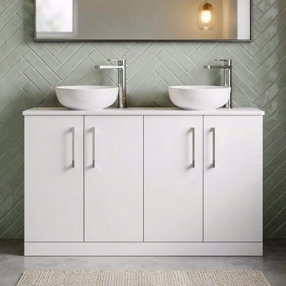 Balterley Level 1200mm 4 Door Floor Standing Bathroom Vanity Unit with Worktop in Gloss White – 4