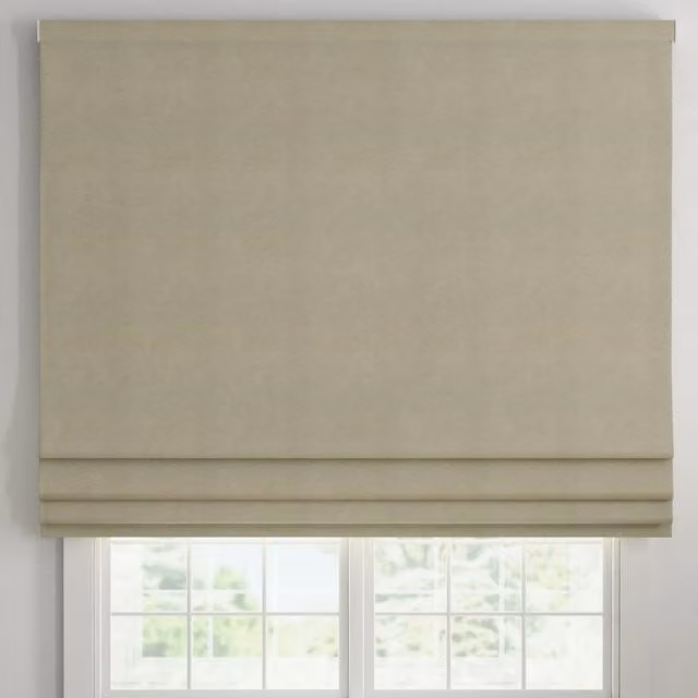ANTE DECOR Altro Made To Measure Blackout Roman Blind in Pearl White and Beige