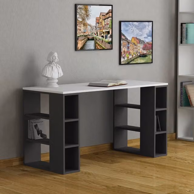 Decortie Colmar Modern Computer Desk in Anthracite Grey and Black