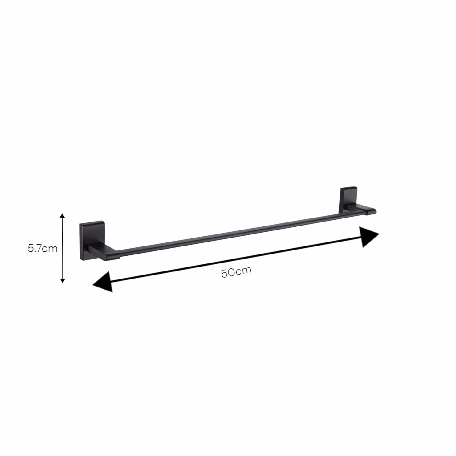 Showerdrape Unity Wall Mounted Stainless Steel Towel Rail in Black, W: 50 cm, D: 5.7 cm, H: 7 cm – 2