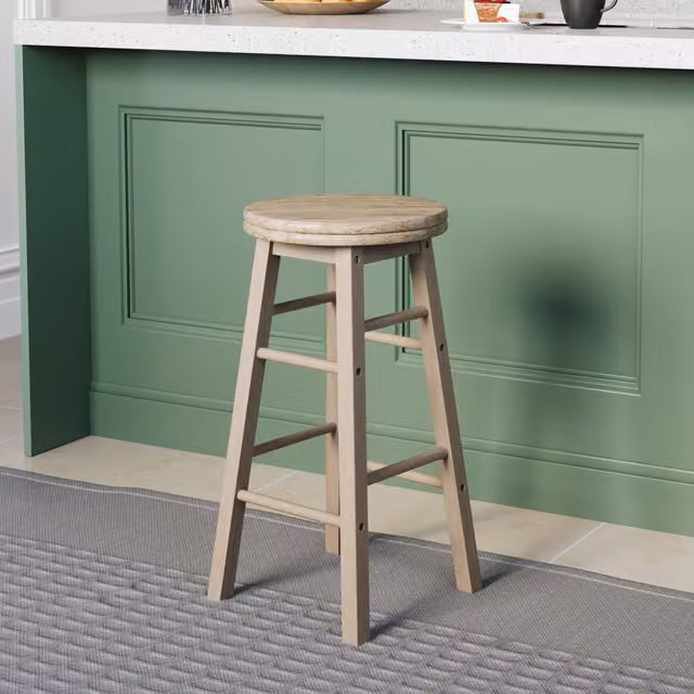 Vida Designs Brown Wooden Revolving Bar Stool