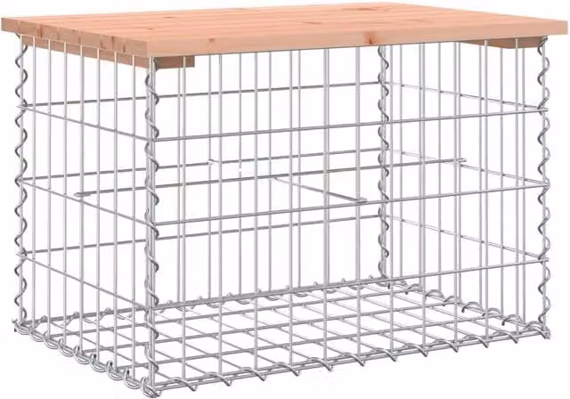 Berkfield Home Gabion Design Garden Bench in Brown Solid Douglas Wood W/D/H: 63 x 44 x 42 cm – 1