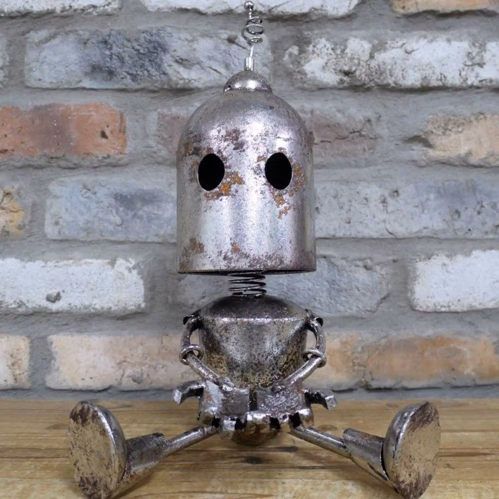 Gifts Direct 2 U Silver Sitting Robot Bobblehead Metal Ornament – 3