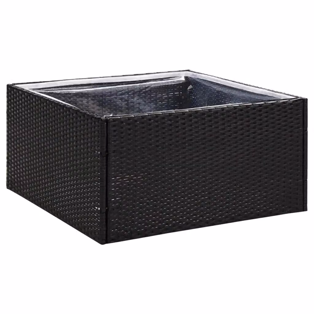 Berkfield Home Black Poly Rattan Garden Planter W/D/H: 80 x 80 x 40 cm – 2