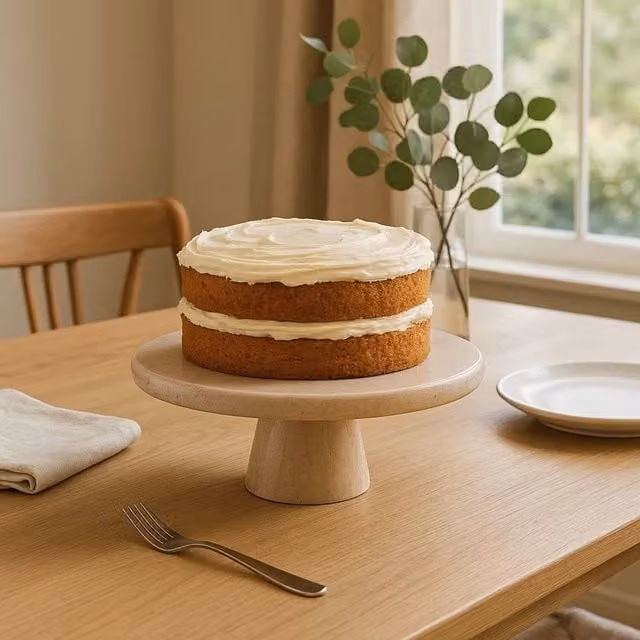 Orsina Himaya Champagne Marble Cake Stand in Beige and White