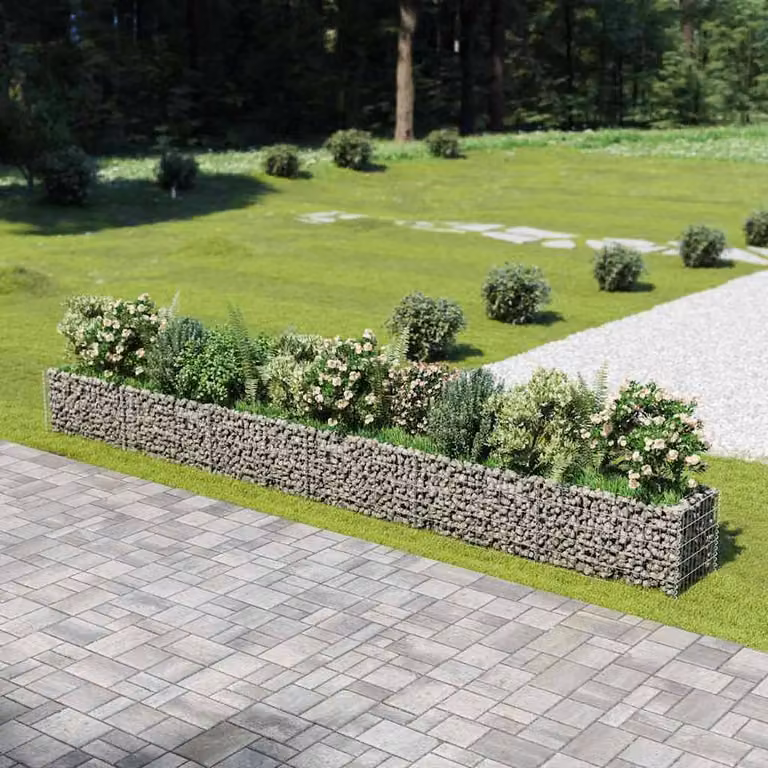 Berkfield Home Durable Galvanised Steel Gabion Raised Bed in Silver, W: 540 cm, D: 50 cm, H: 50 cm