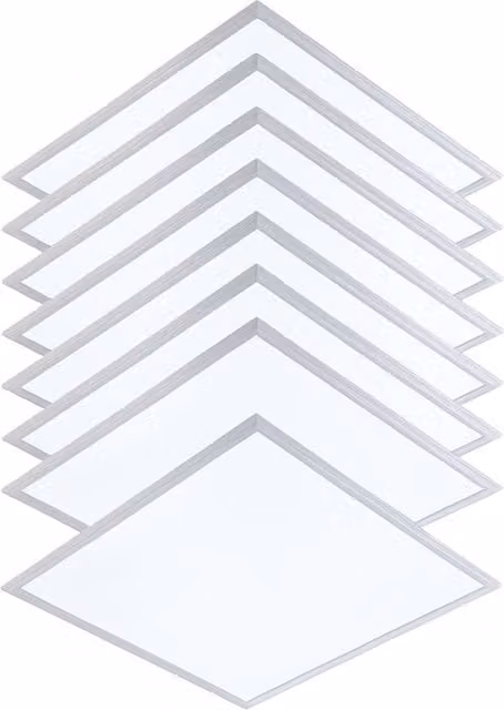 First Choice Lighting Set of 8 White LED Recessed Panel Downlights with Plastic Diffuser